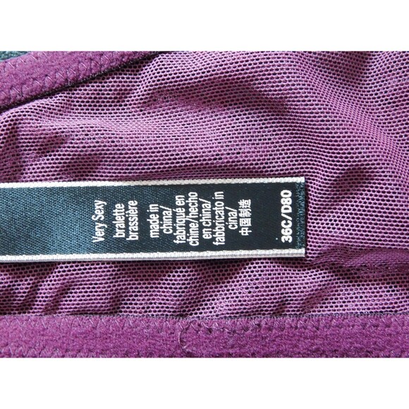 Victoria's Secret Bralette Purple Lace Bra Underwire Sheer Front Halter Size 36C - Picture 11 of 14